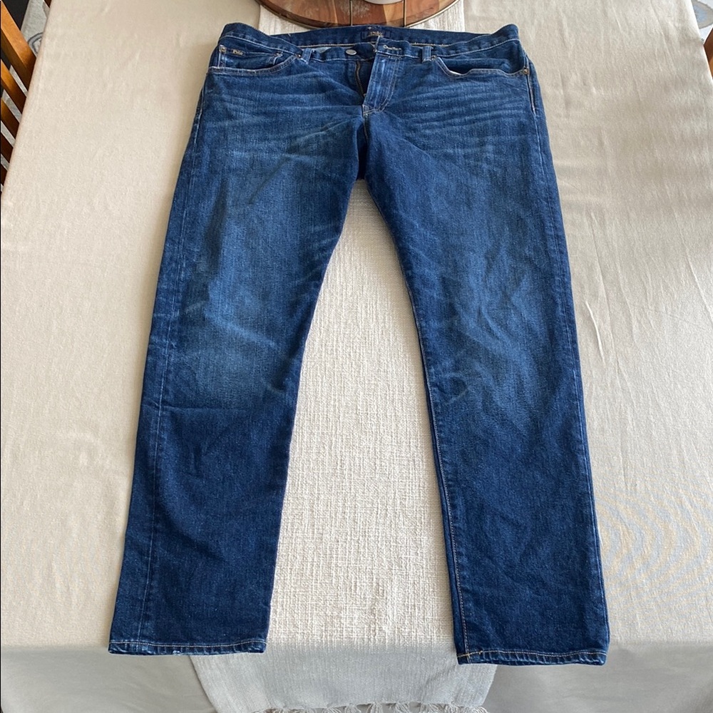 Ralph Lauren Blue Straight Jeans with Subtle Whiskering